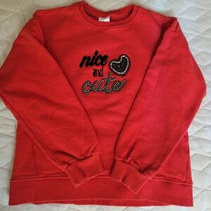 Zara Girl Cute Velour/Beaded Message Red Sweatshirt Size 13-14